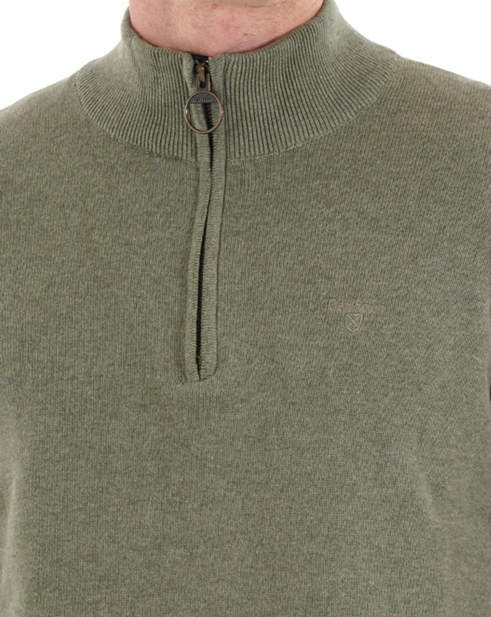 Barbour Cotton Half Zip Knit Thyme - Image 3