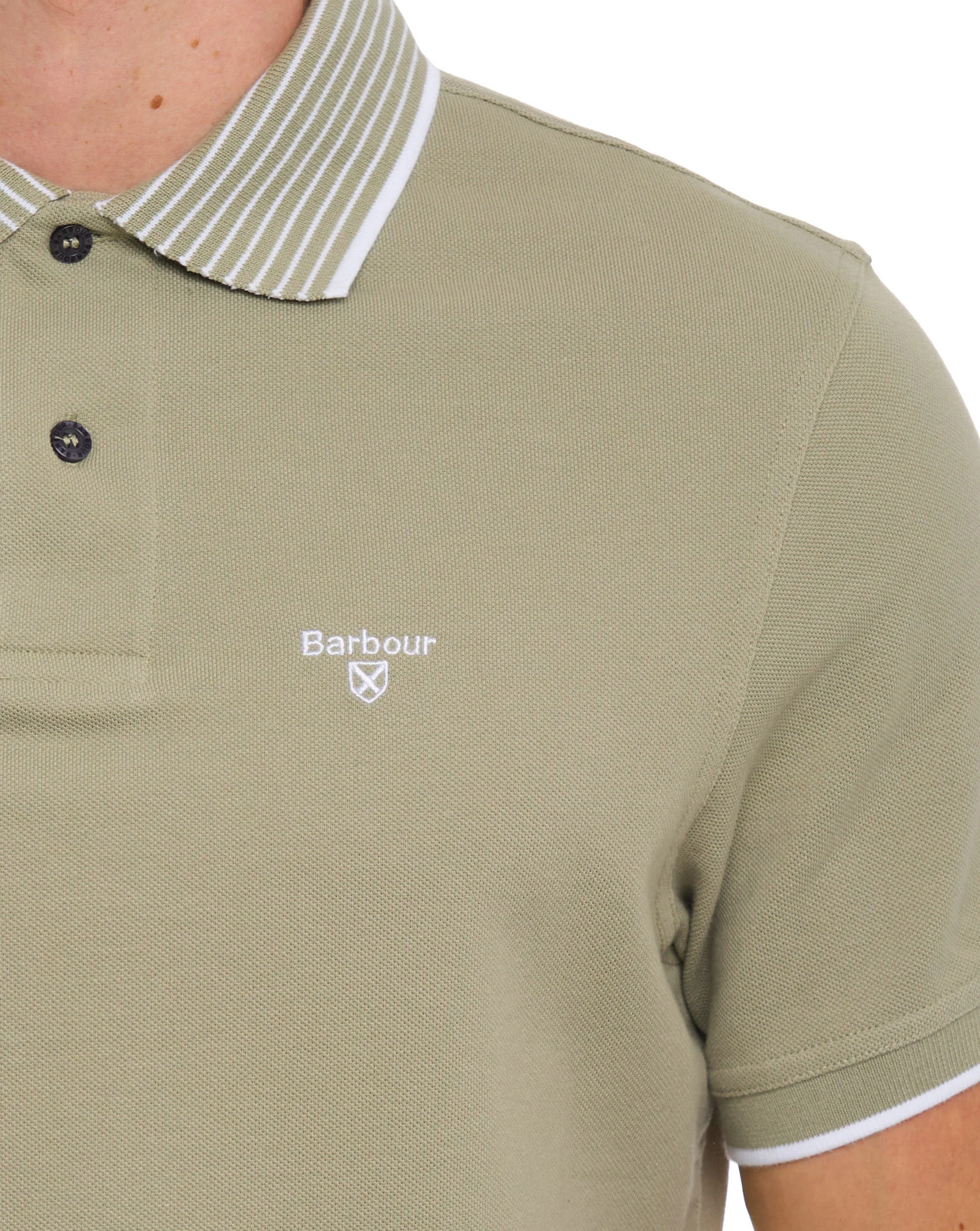 Barbour Denwick Polo Shirt Mineral Green - Image 2