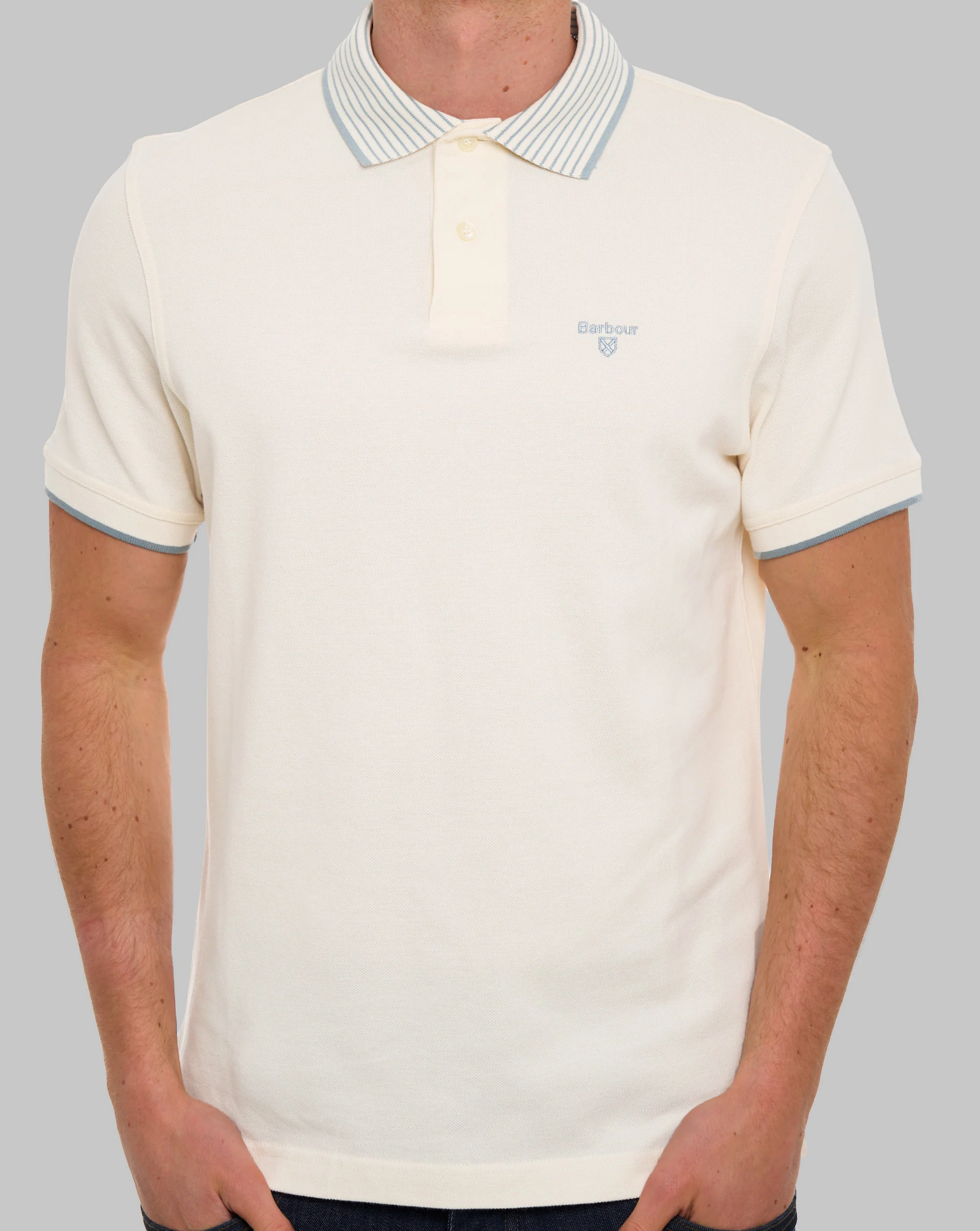 Barbour Denwick Polo Shirt Whisper White - Image 3