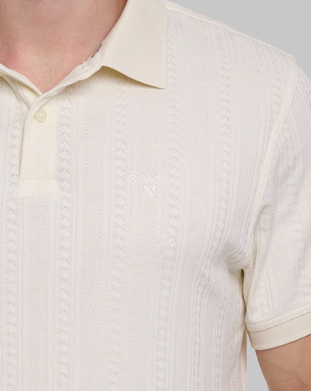 Barbour Harwell Tailored Polo Shirt Whisper White - Image 2