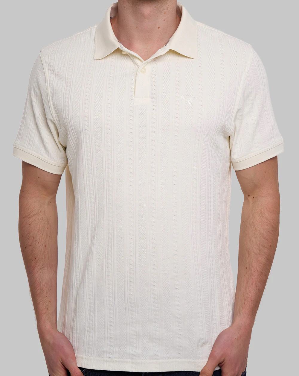 Barbour Harwell Tailored Polo Shirt Whisper White - Image 3