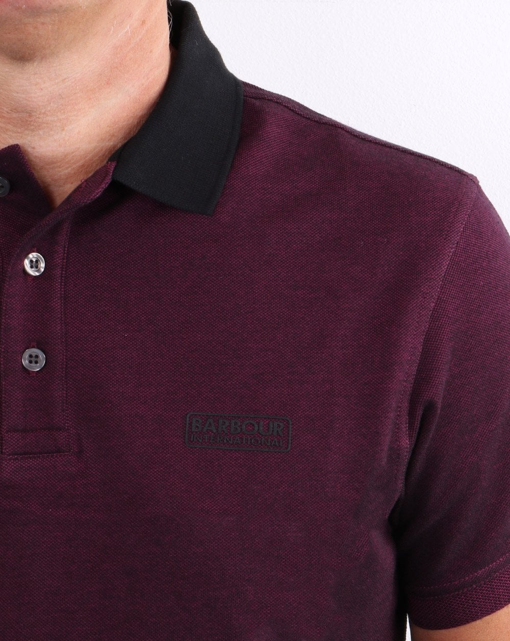 Barbour International Contrast Polo Berry/black - Image 2