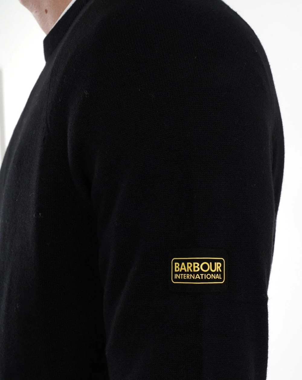 Barbour International Cotton Crew Knit Black - Image 4