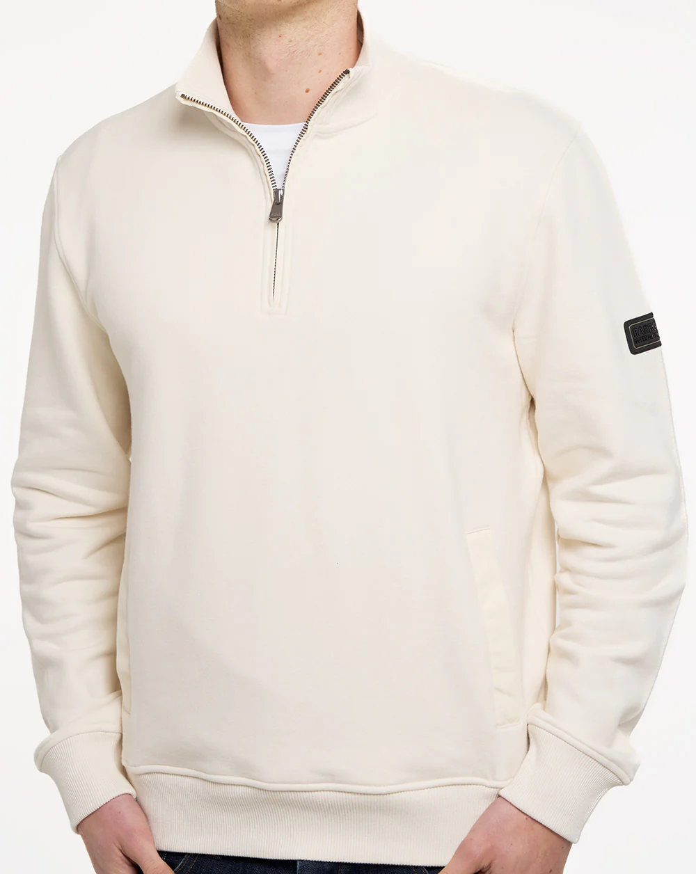 Barbour International Ehan Half Zip Sweatshirt Whisper White - Image 2