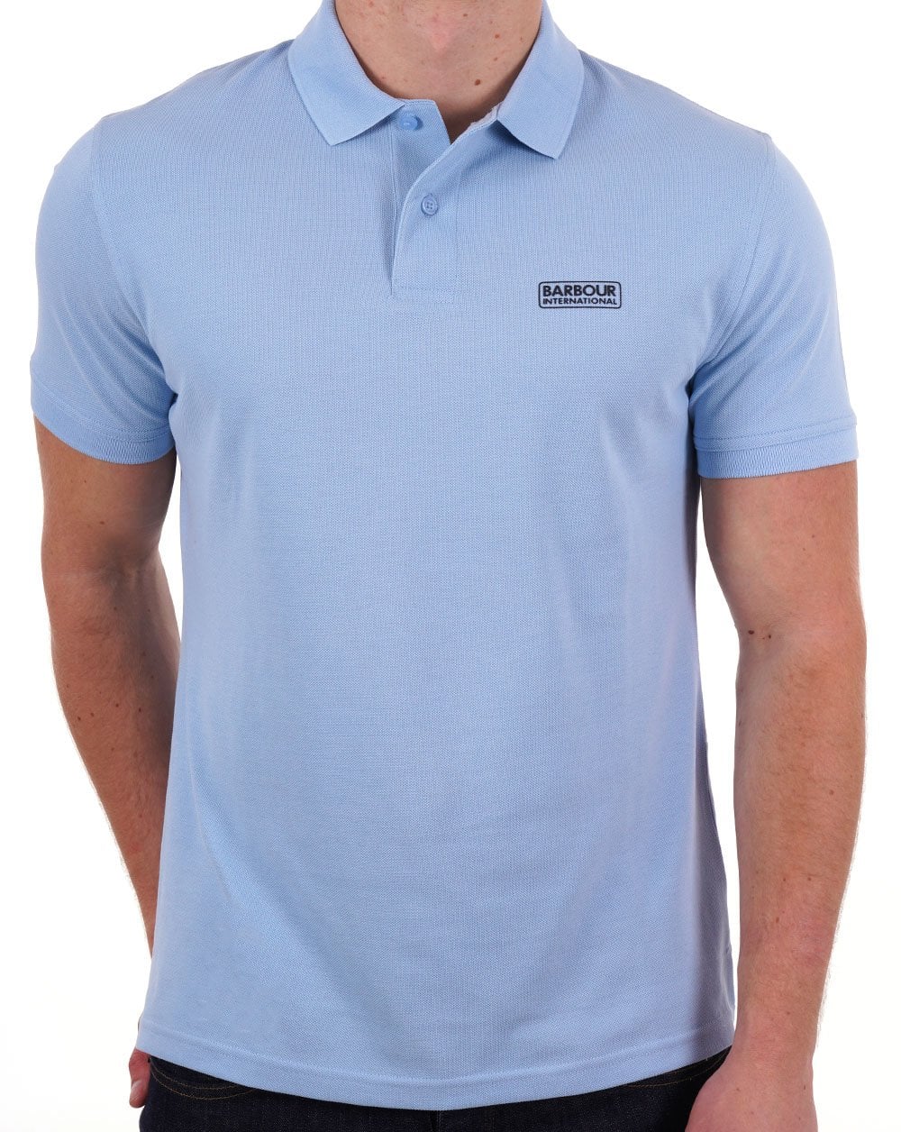 Barbour International Essential Polo Sky Blue - Image 3