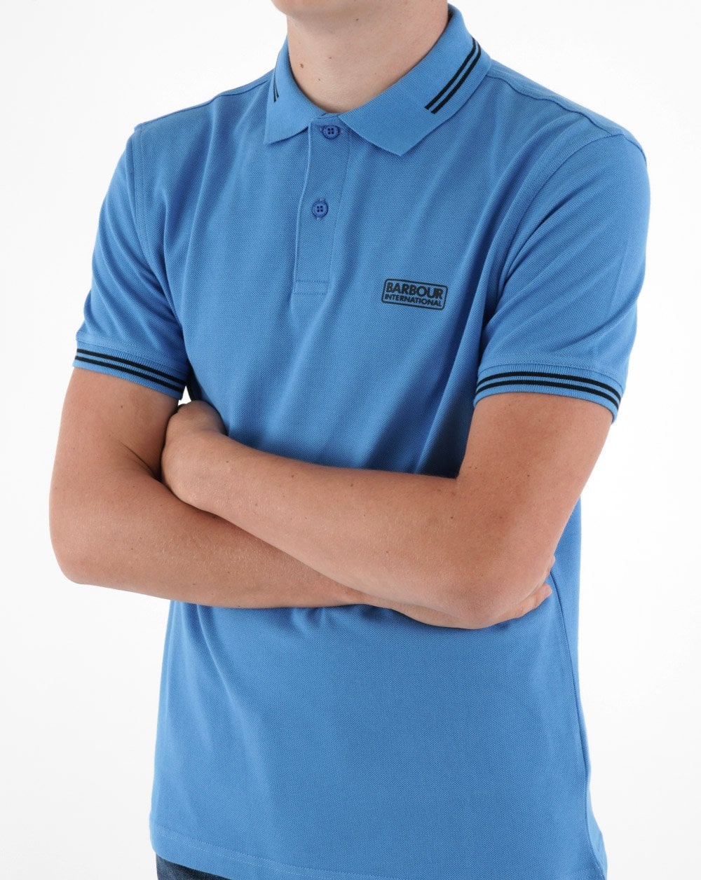 Barbour International Essential Tipped Polo Ultra Blue - Image 4