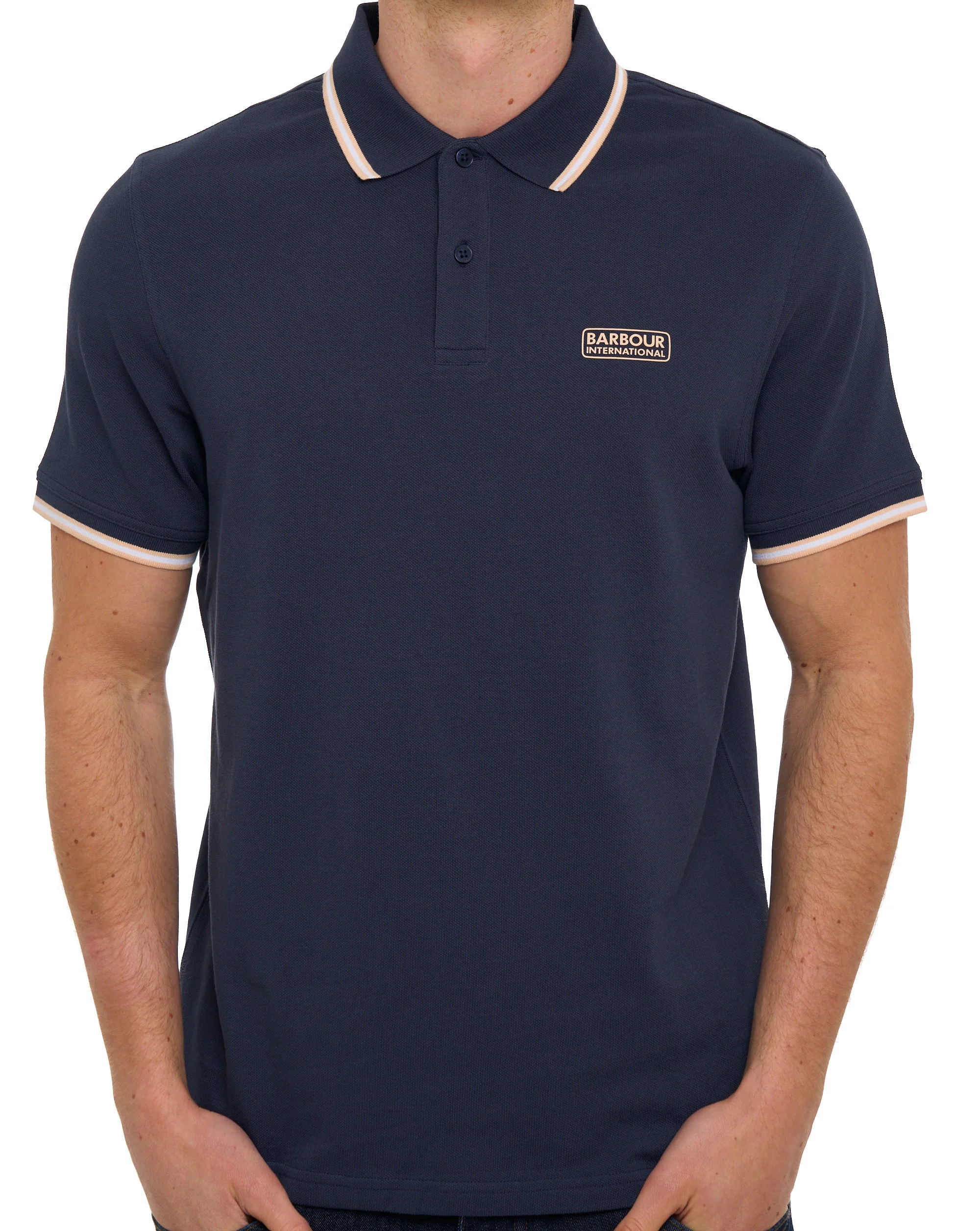 Barbour International Evan Tipped Polo Shirt Oxford Navy - Image 3