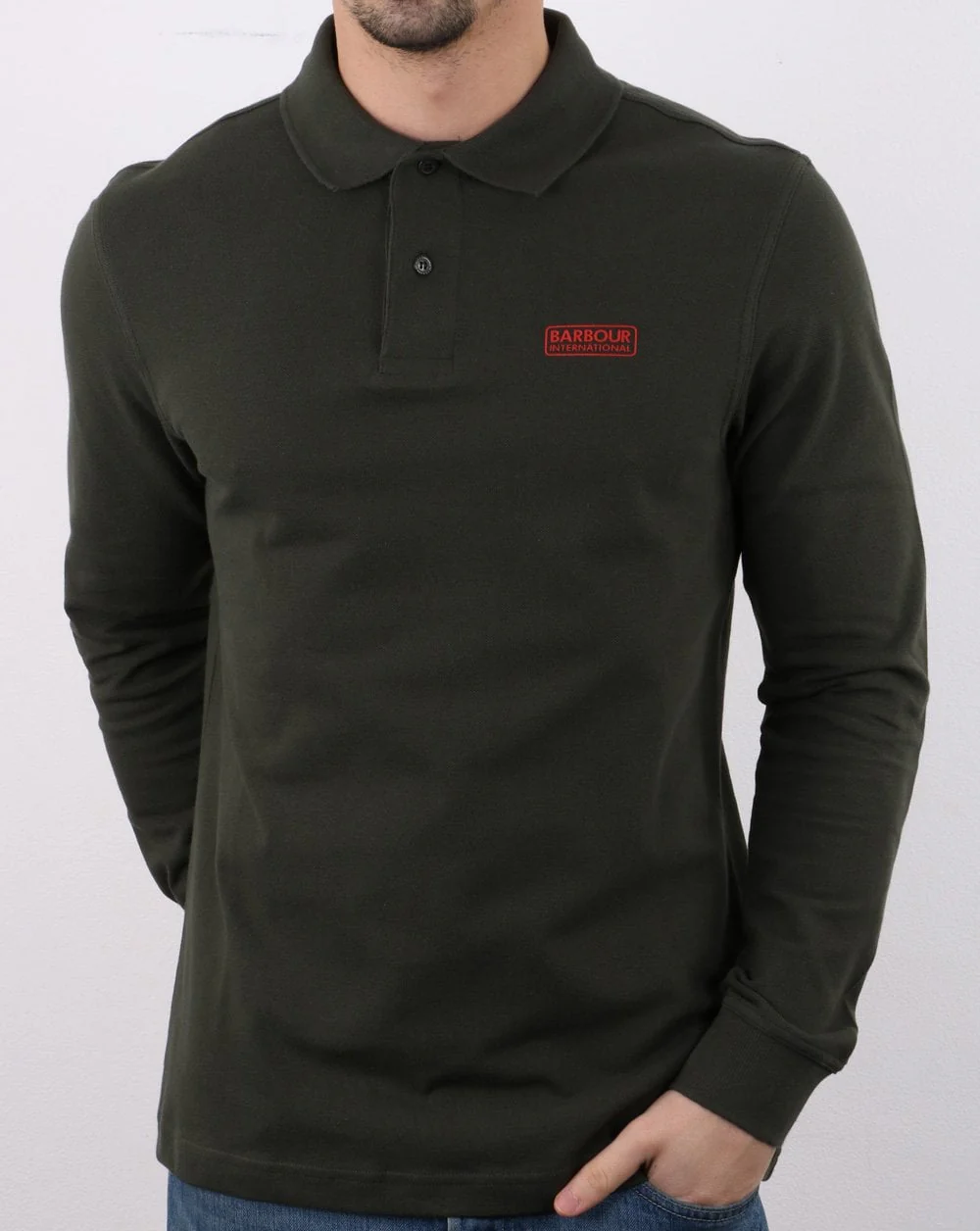 Barbour International Long Sleeve Polo Dark Green - Image 2