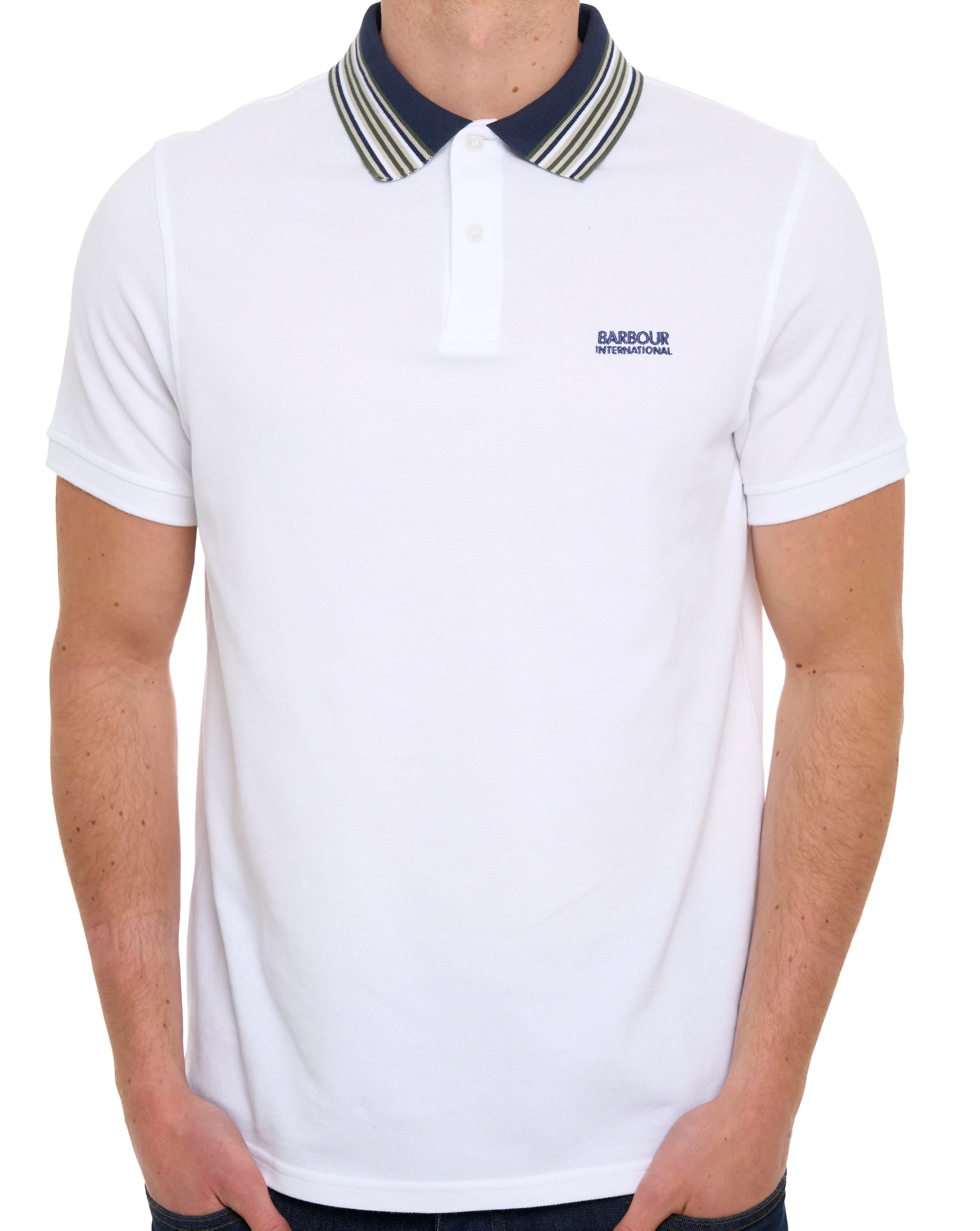 Barbour International Neville Tipped Polo Shirt White - Image 3