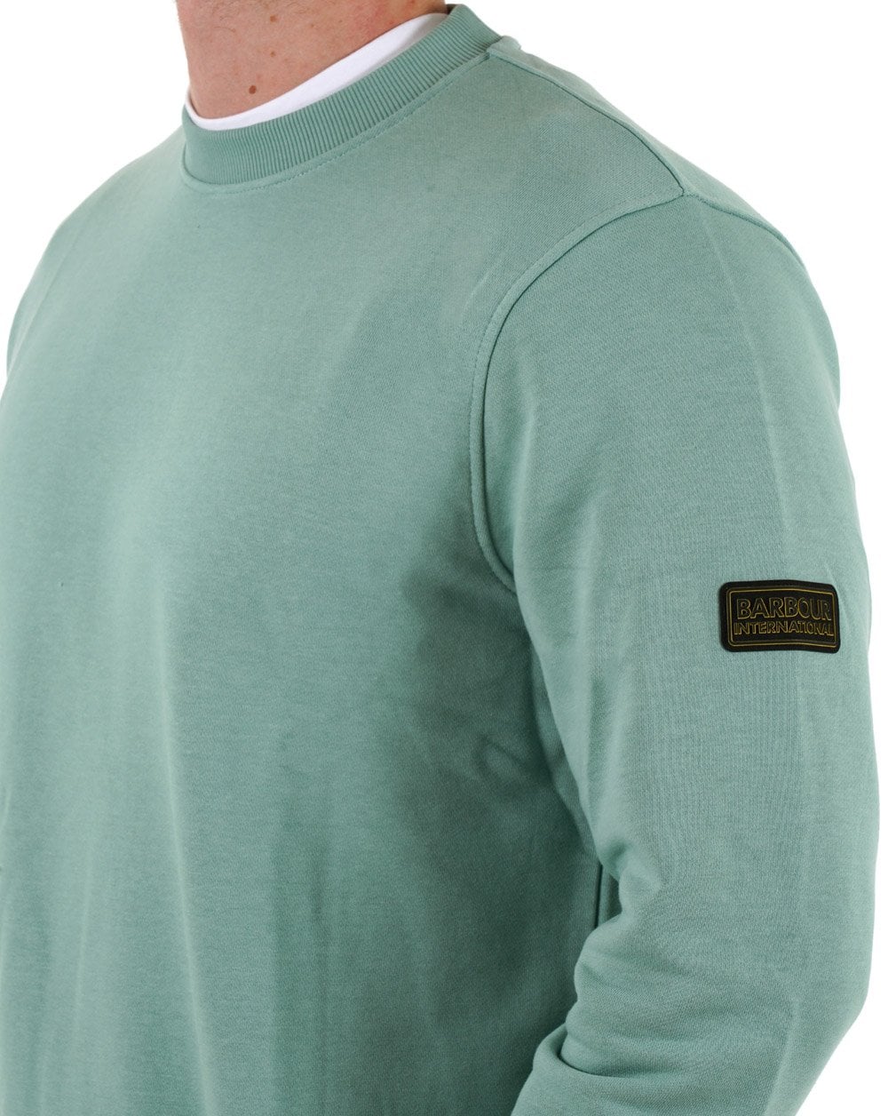 Barbour International Outline Badge Sweatshirt Granite Green - Image 2