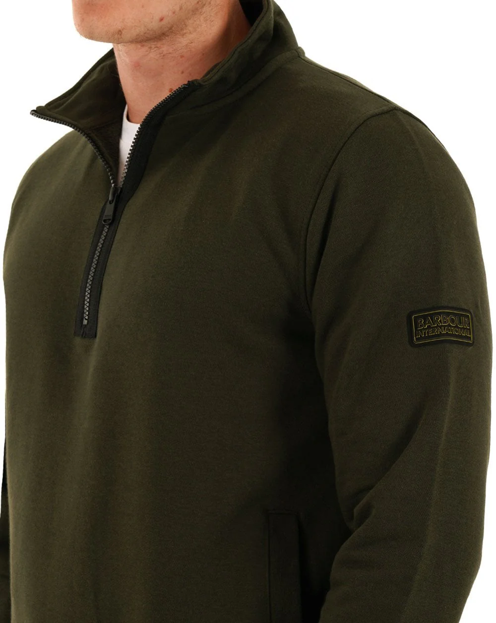 Barbour International Outline 1/4 Zip Sweatshirt Sage - Image 2