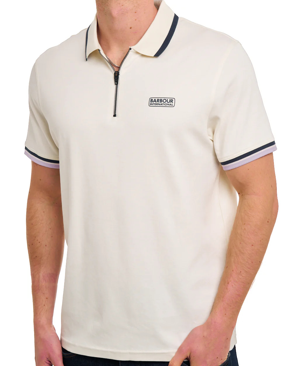 Barbour International Panter Interlock Polo Whisper White - Image 3