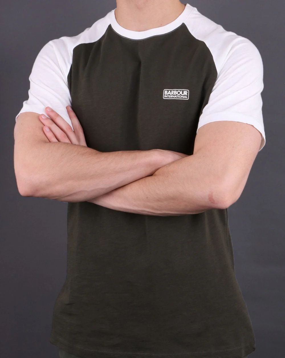 Barbour International Rivet Raglan Tee Green - Image 3