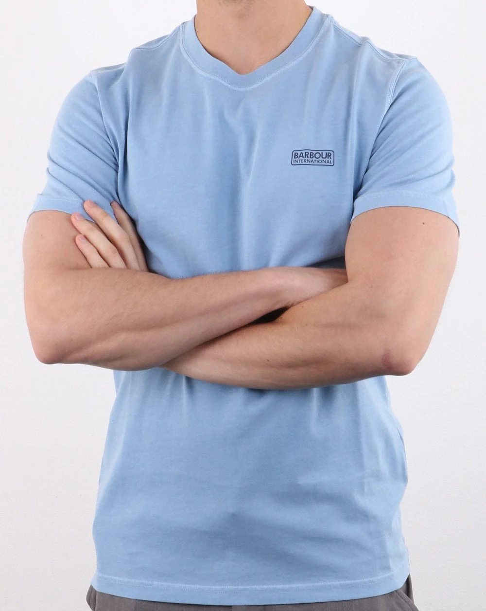 Barbour International Small Logo T-Shirt Cloud Blue - Image 3