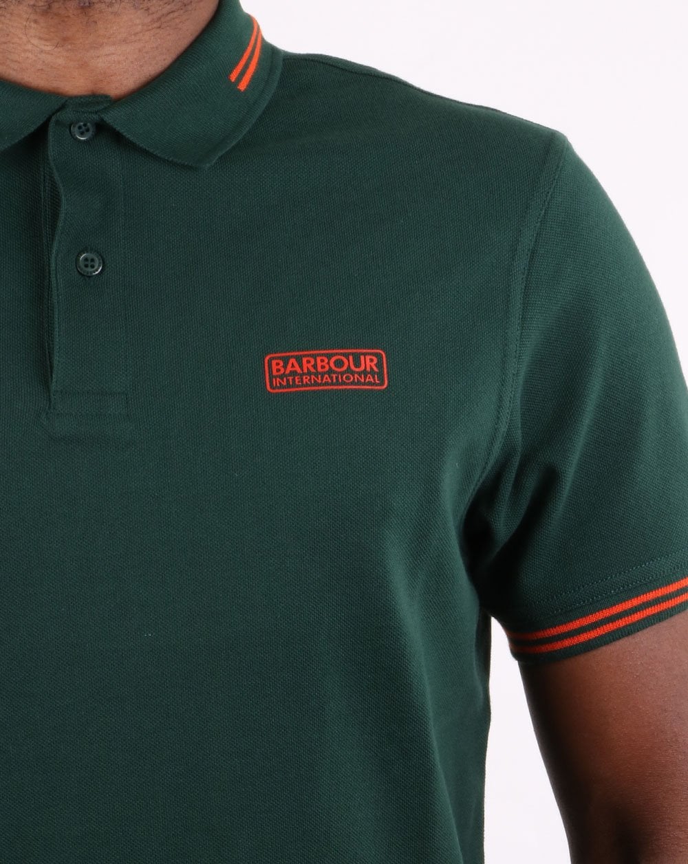 Barbour International Tipped Polo Green - Image 3