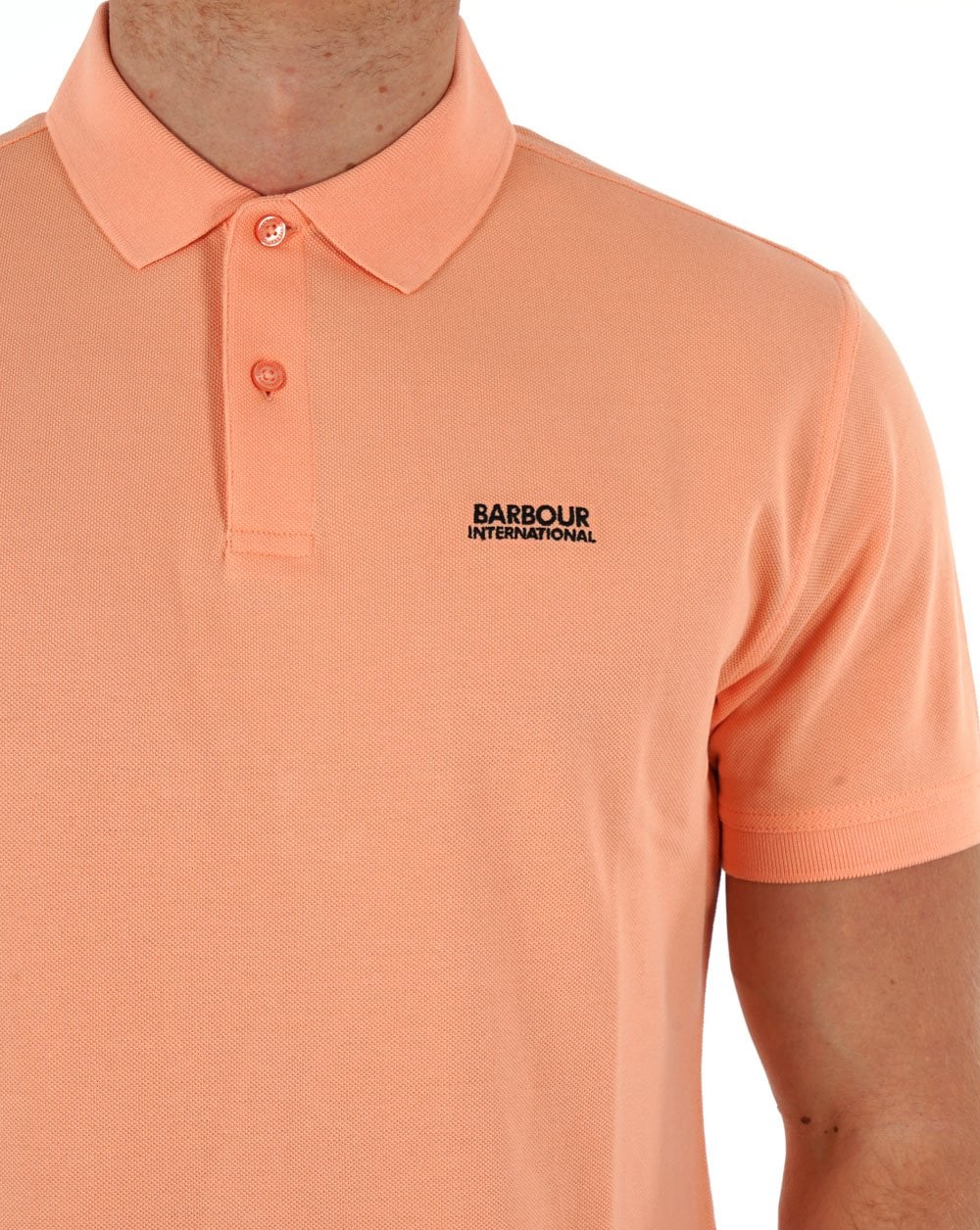 Barbour International Tourer Pique Polo Peach Nectar - Image 2