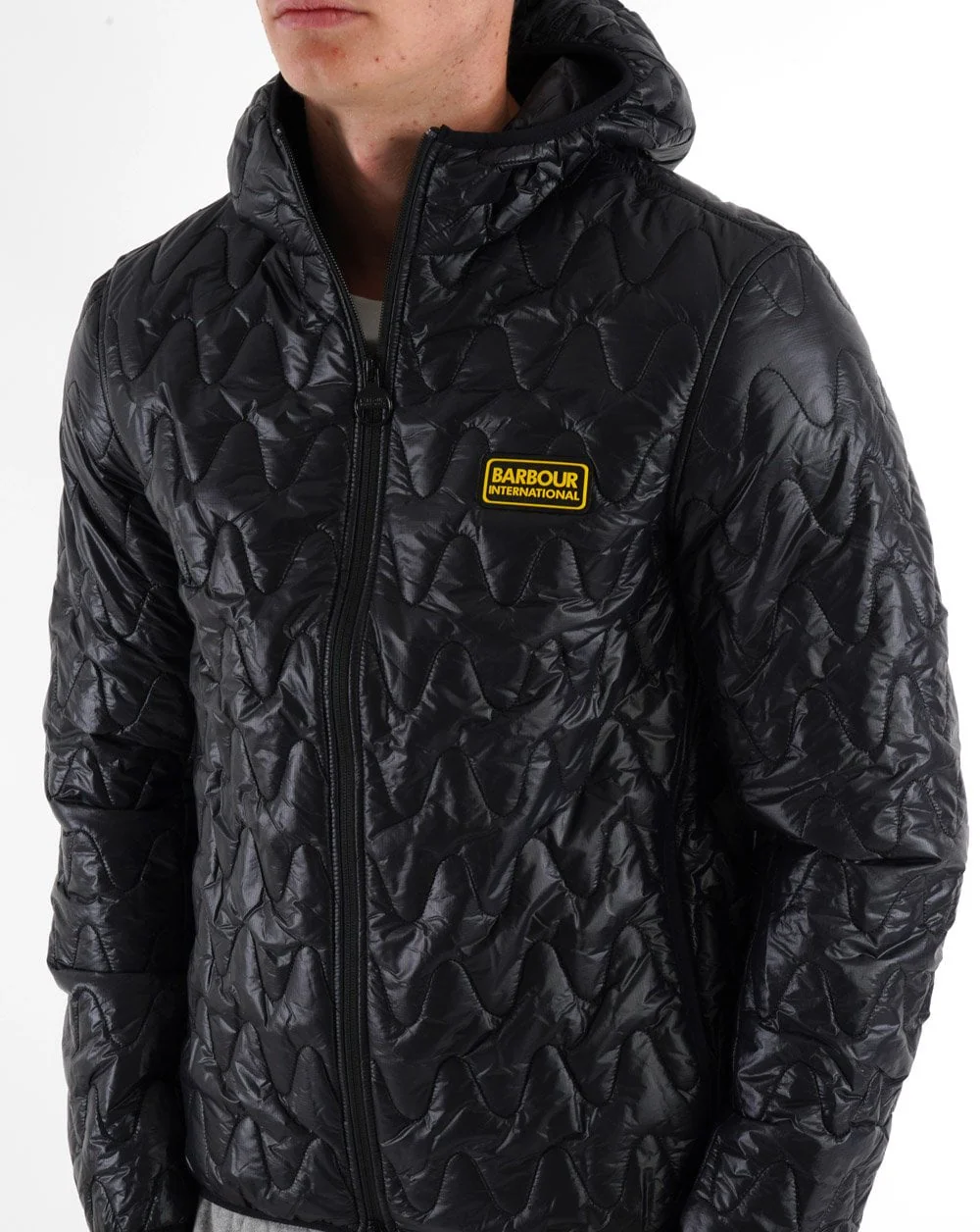 Barbour International Wave Hooded Quilted Jacket Black - Image 5