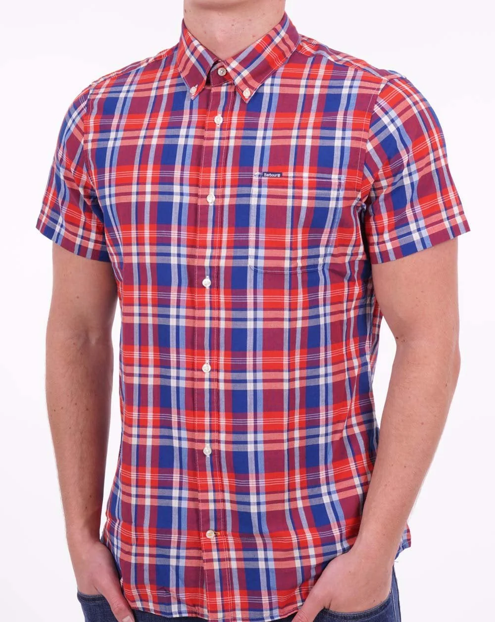 Barbour Nickwell Madras Check SS Shirt Navy - Image 3