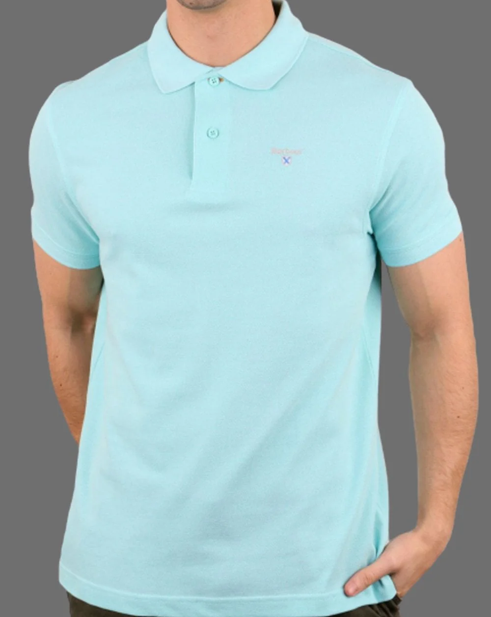 Barbour Sports Polo Aqua Blue - Image 2
