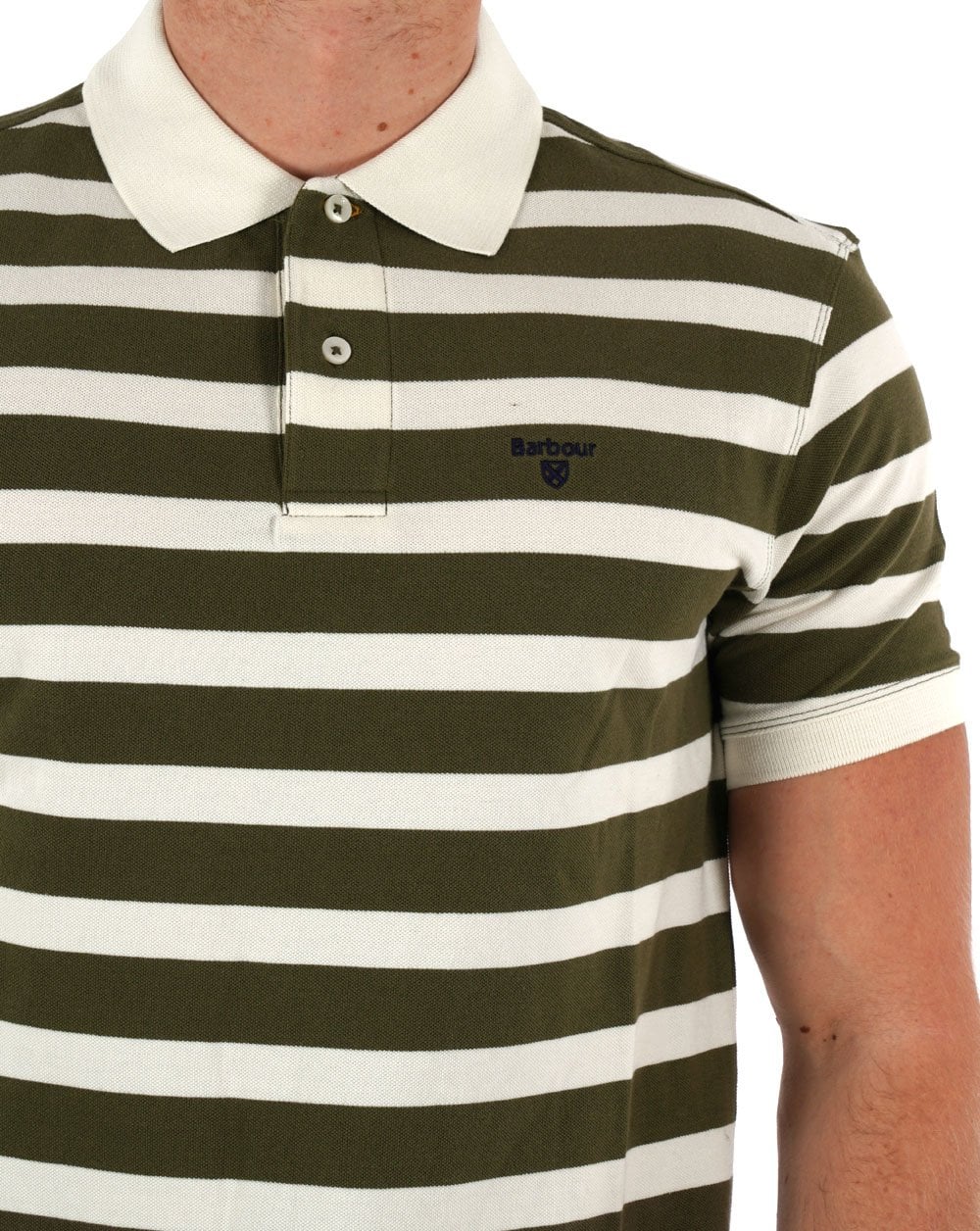 Barbour Stripe Sports Polo Pale Sage - Image 2