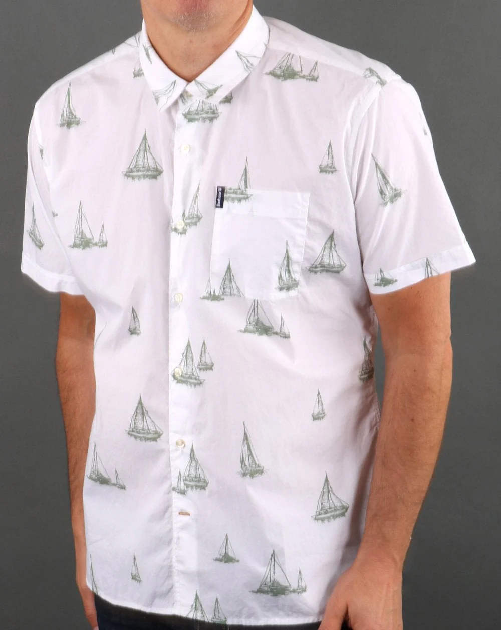 Barbour Summer Print Short Sleeve Shirt White - Image 3