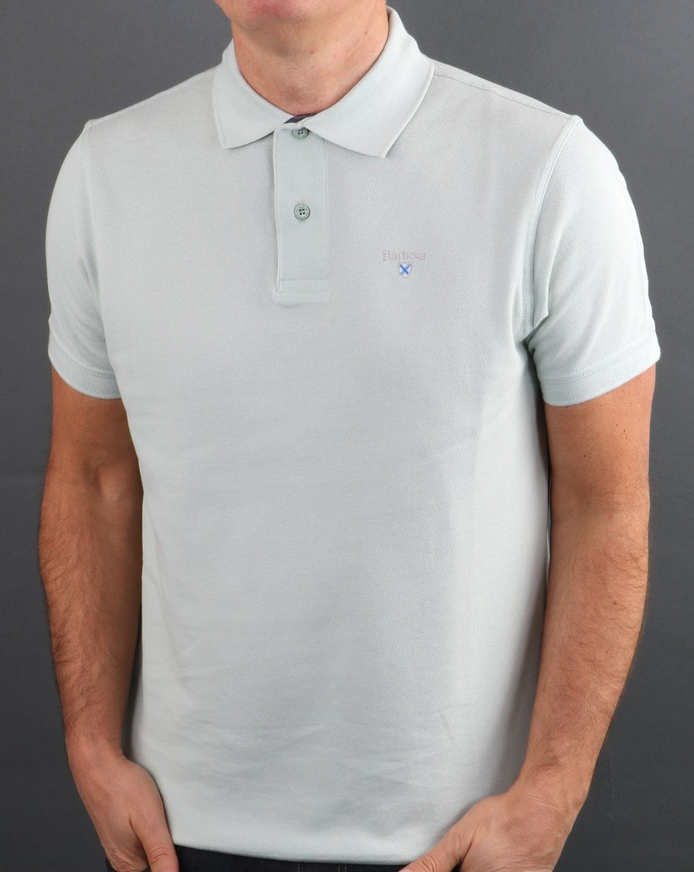 Barbour Tartan Pique Polo Aqua - Image 3