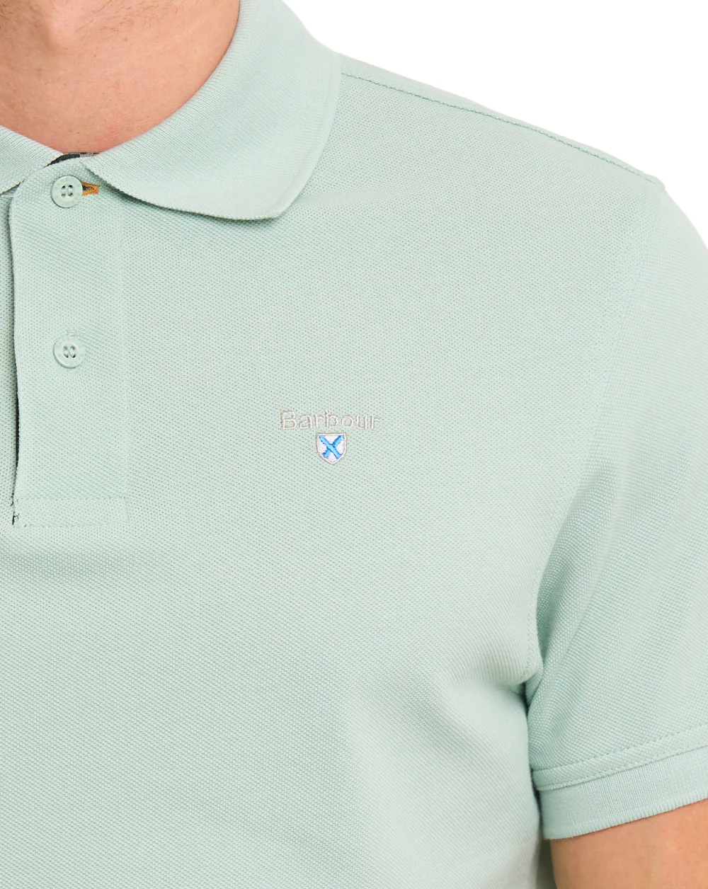 Barbour Tartan Pique Polo Mint Blue - Image 2