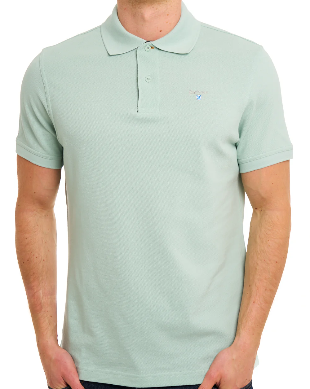 Barbour Tartan Pique Polo Mint Blue - Image 3