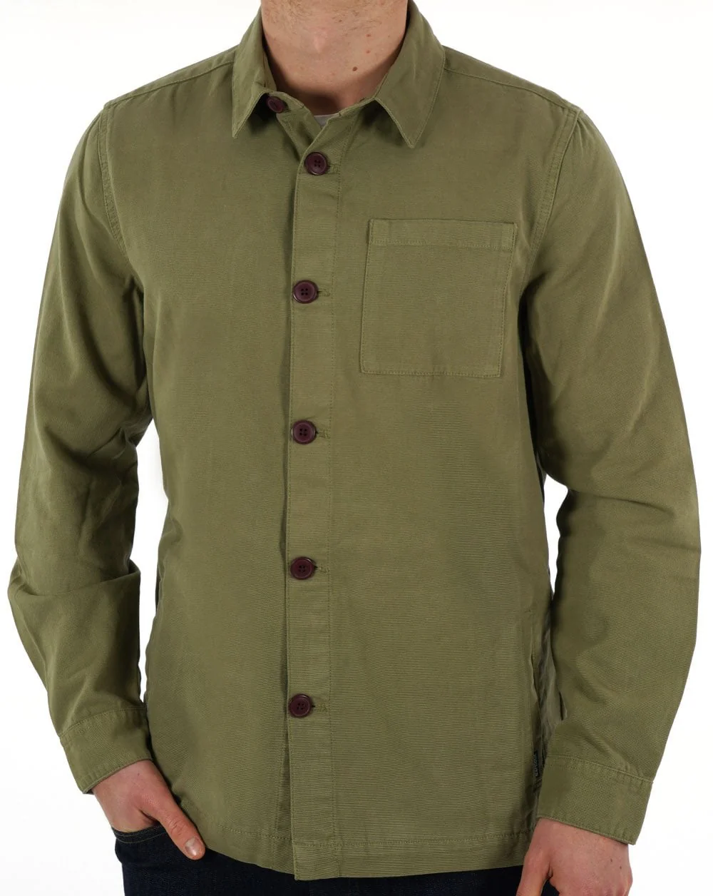 Barbour Washed Overshirt Bleached Olive - Image 3