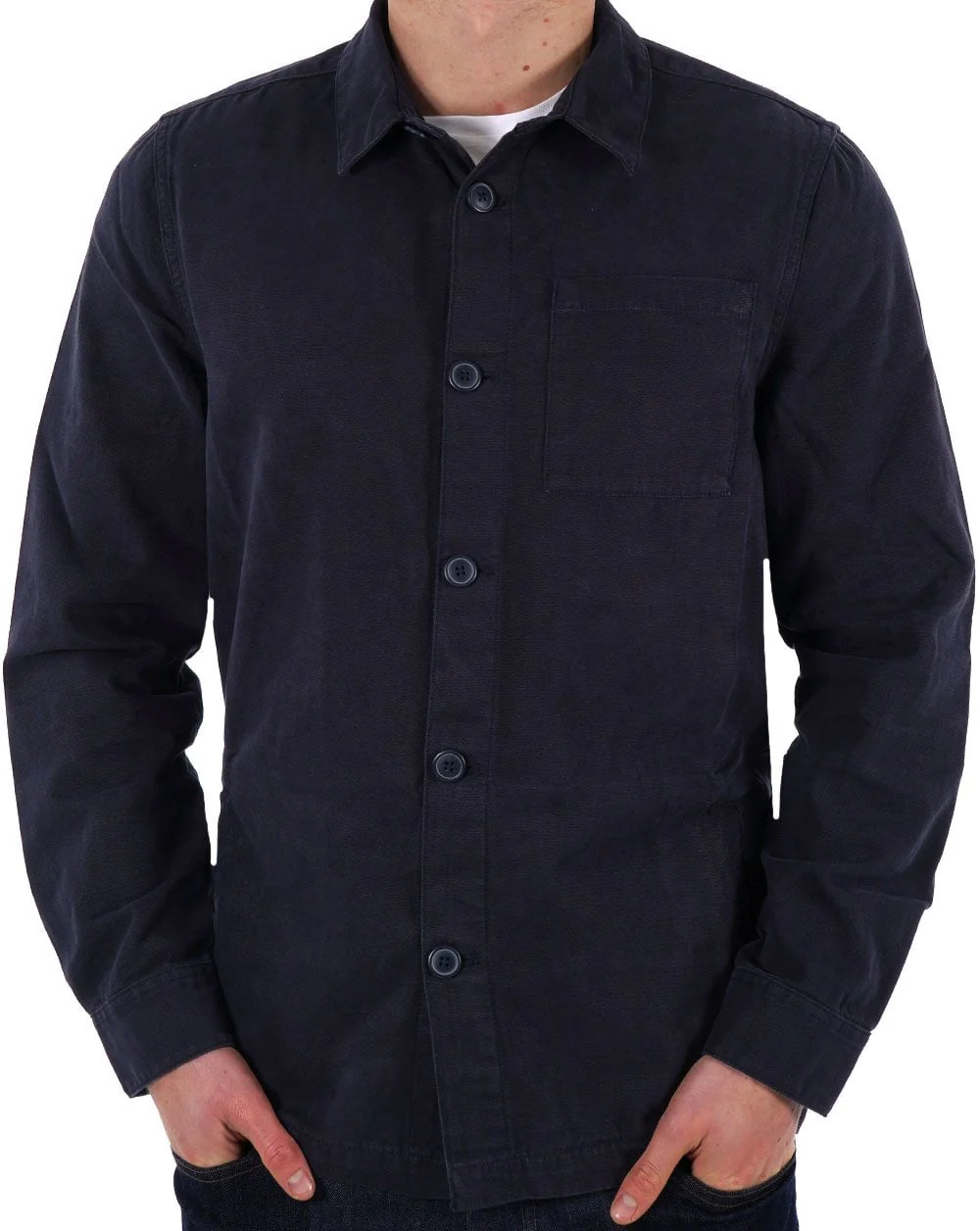 Barbour Washed Overshirt Navy - Image 3