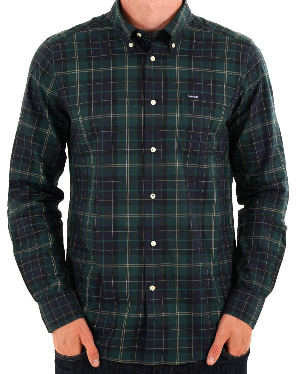 Barbour Wetherham Check Shirt Green Loch - Image 3