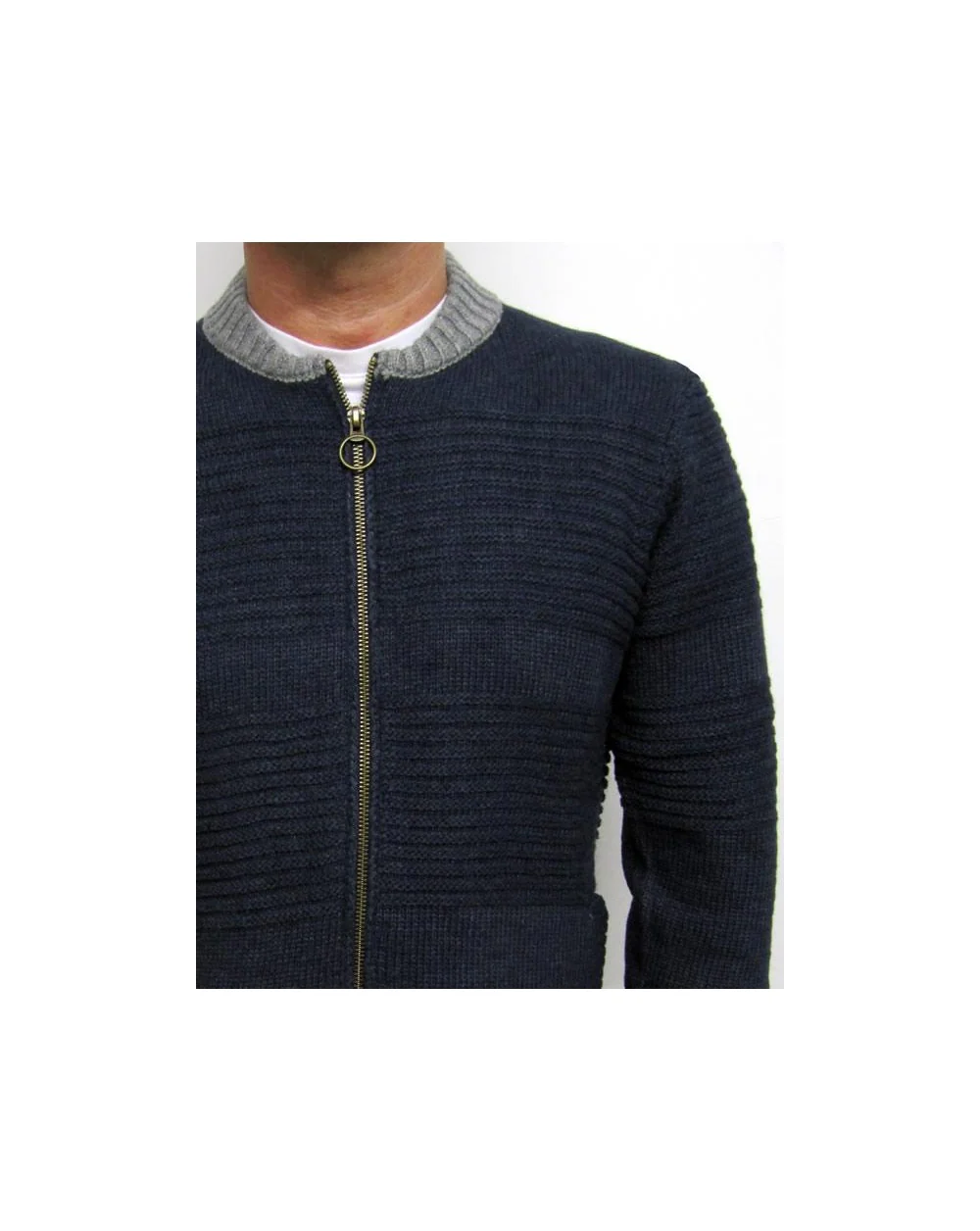 Bellfield Baffin Zip Up Knit Navy - Image 2