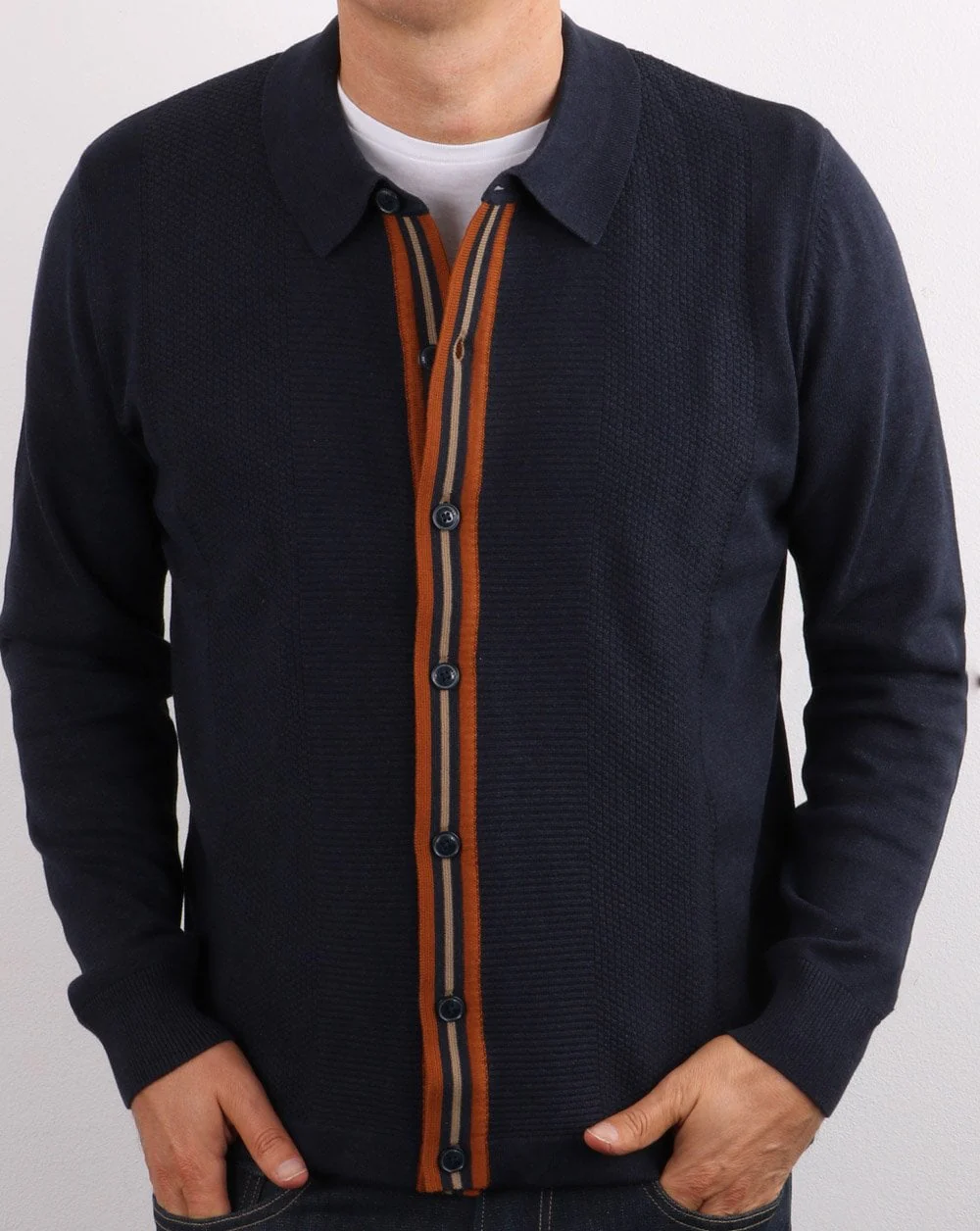 Ben Sherman Button Thru Mod Cardigan Midnight - Image 4