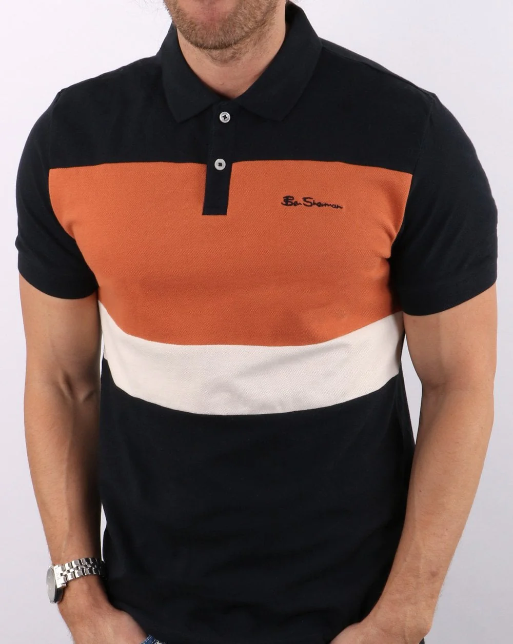 Ben Sherman Colour Block Polo Shirt Midnight - Image 2