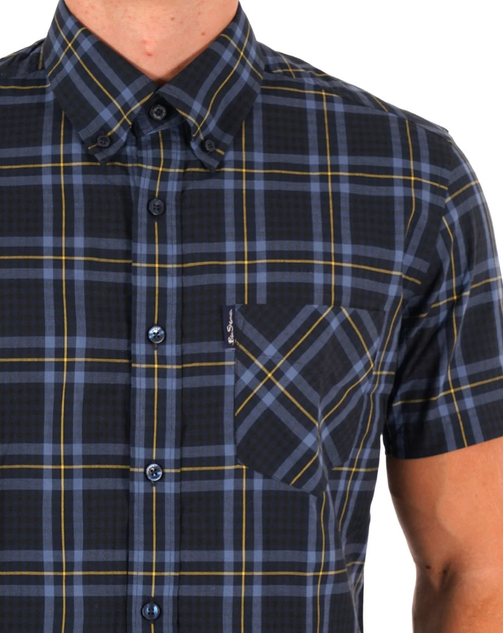 Ben Sherman Frame Check SS Shirt Dark Navy - Image 2
