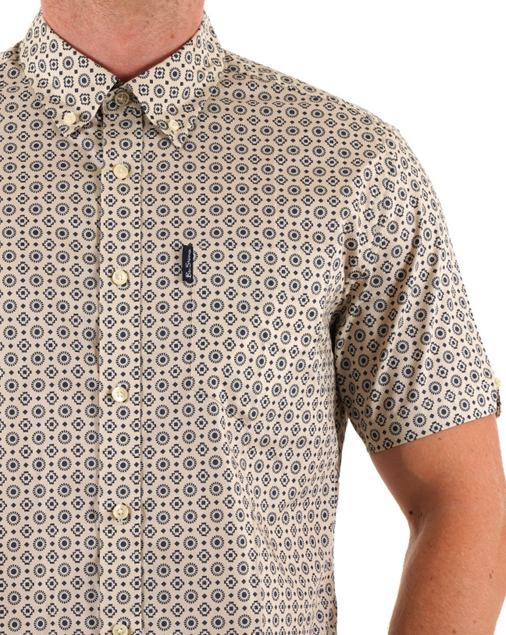 Ben Sherman Geo Print Summer Shirt Fog - Image 2