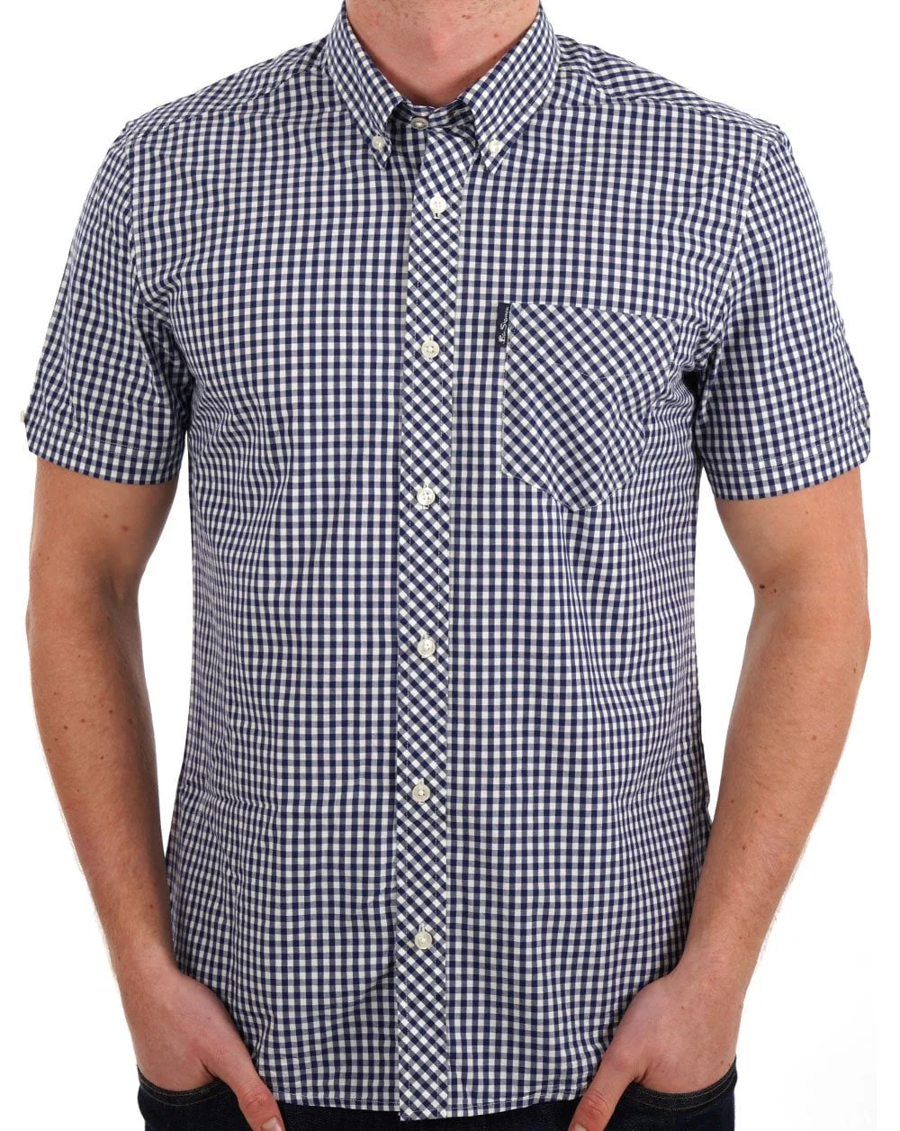 Ben Sherman Gingham Short Sleeve Shirt Dark Blue - Image 3