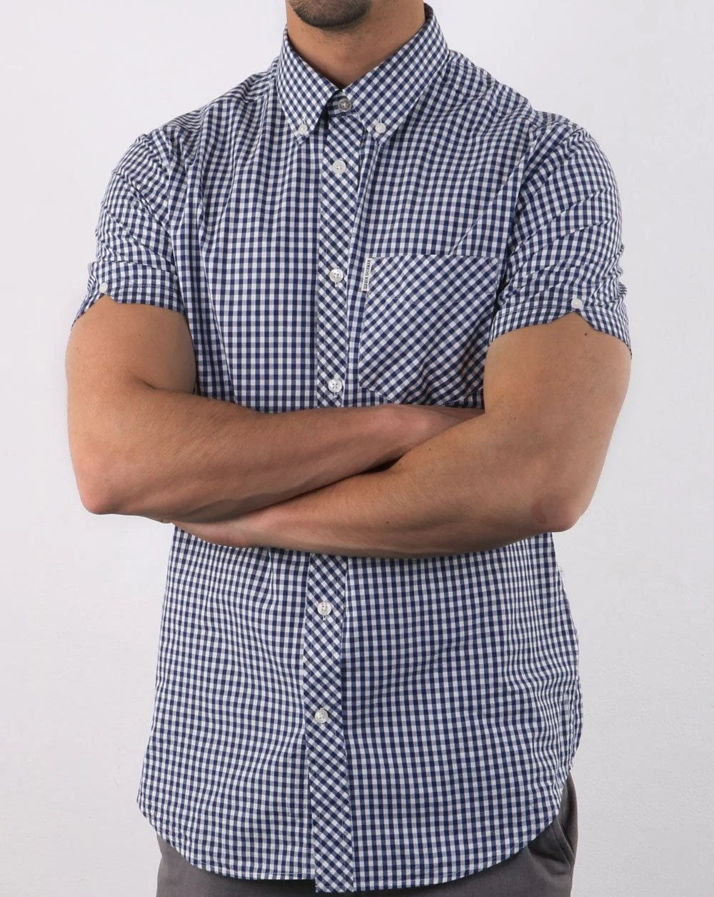 Ben Sherman Gingham Short Sleeve Shirt Dark Blue - Image 3