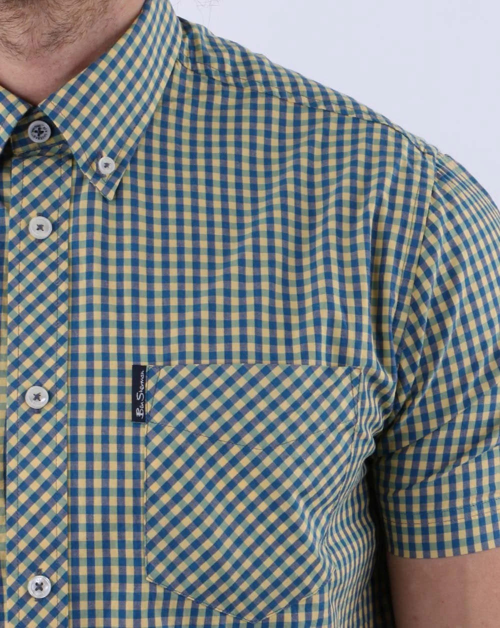 Ben Sherman Gingham Short Sleeve Shirt Yellow - Image 2