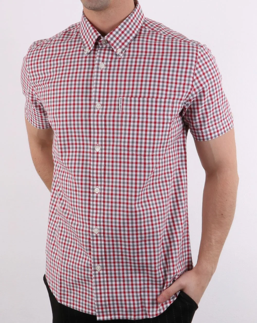 Ben Sherman House Short Sleeve Gingham Shirt Off White - Image 2