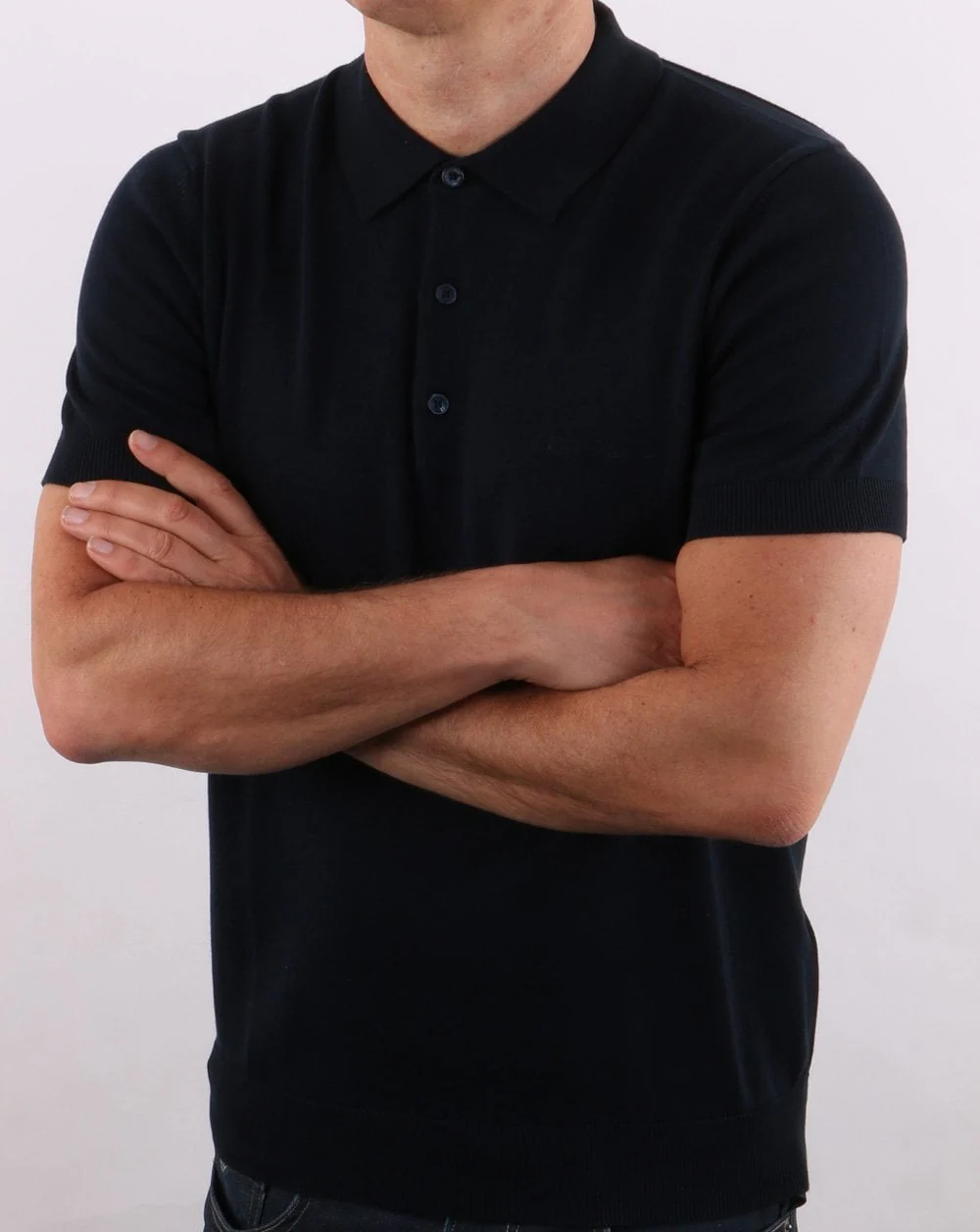 Ben Sherman Short Sleeve Knitted Polo Dark Navy - Image 2