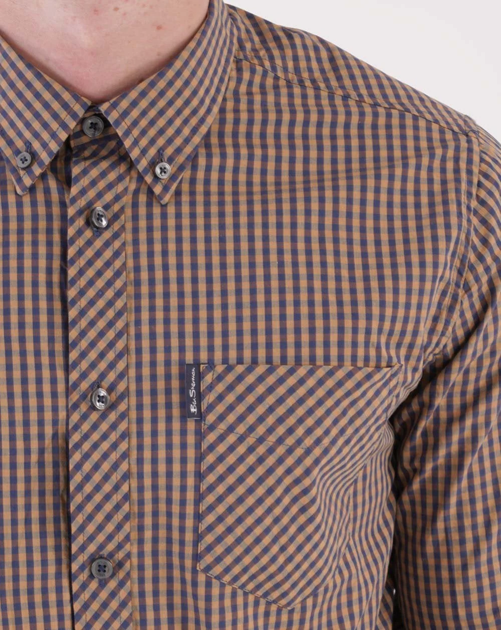 Ben Sherman Signature Gingham Shirt Ochre - Image 2