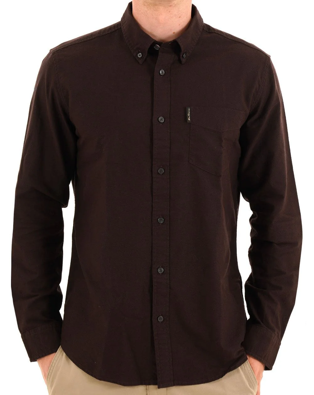 Ben Sherman Signature LS Oxford Shirt Dark Brown - Image 3