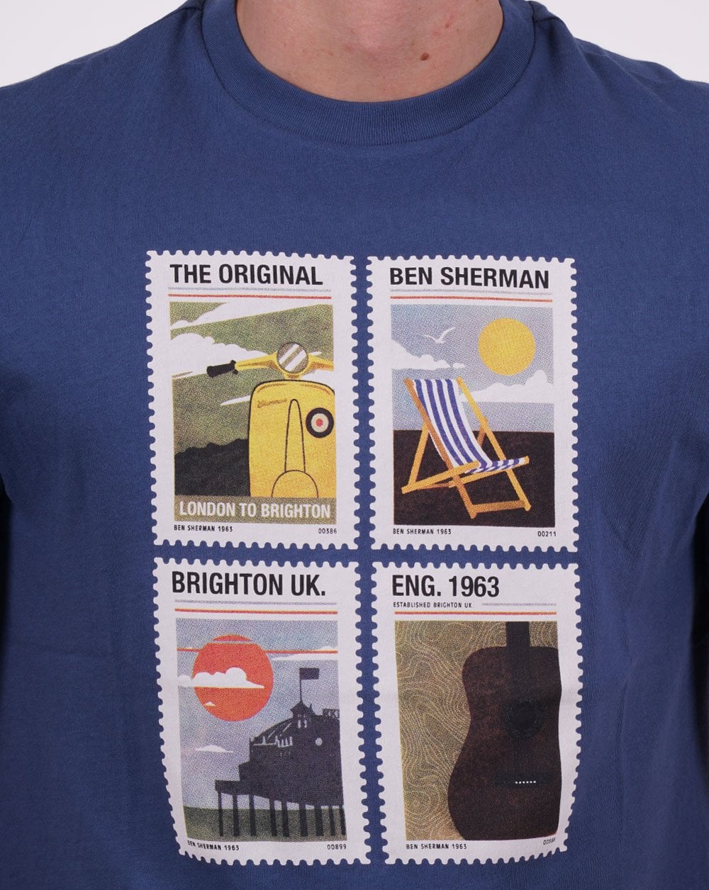 Ben Sherman Travel Stamps T-shirt Blue Denim - Image 2