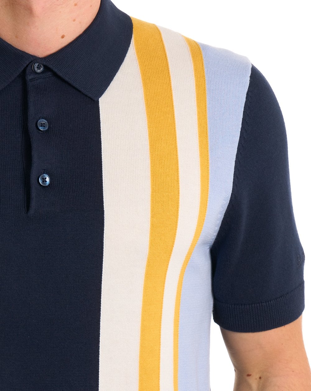 Ben Sherman Vertical Stripe Polo Dark Navy - Image 5