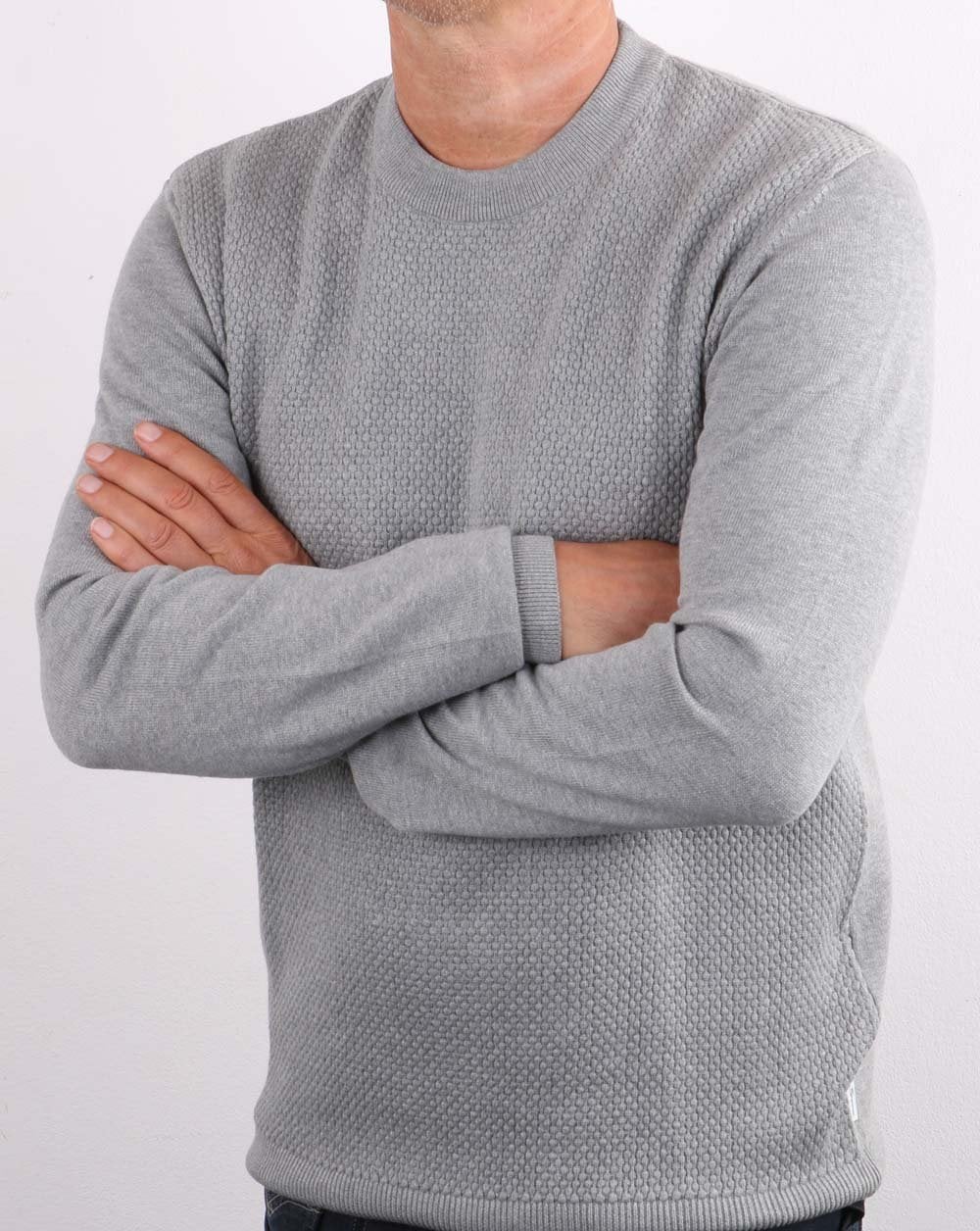 Ben Sherman Waffle Crew Knit Steel Grey - Image 3