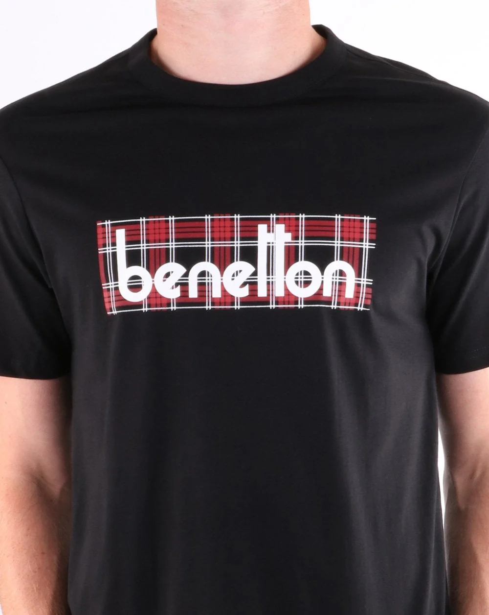 Benetton Box Logo T Shirt Black - Image 3
