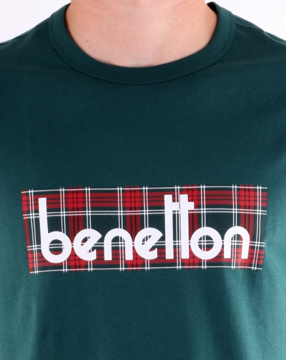 Benetton Box Logo T Shirt Dark Green - Image 4