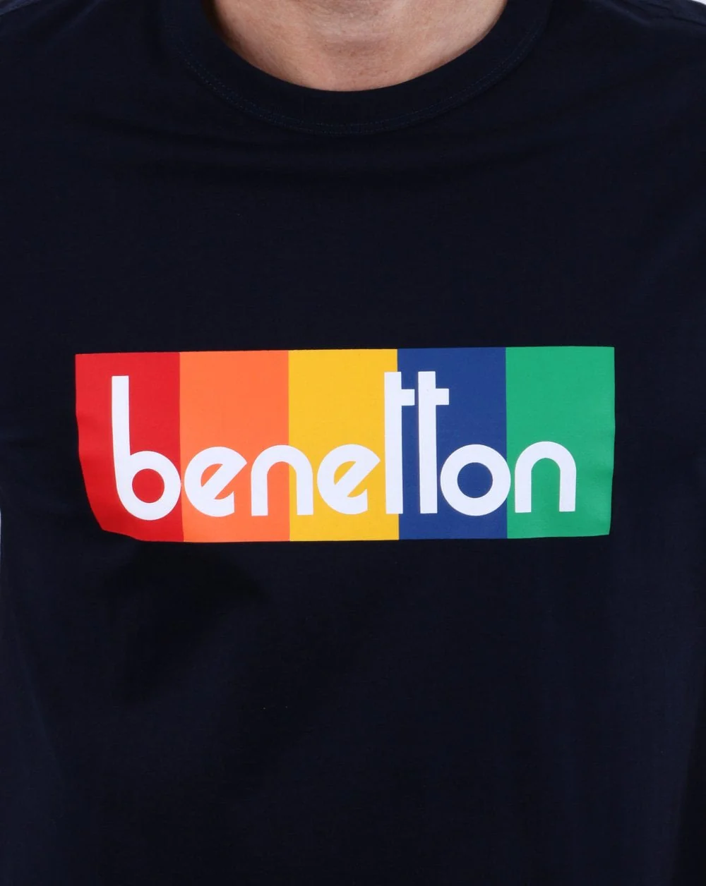 Benetton Box Logo T Shirt Dark Navy - Image 2