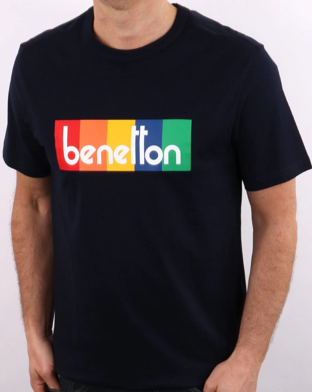 Benetton Box Logo T Shirt Dark Navy - Image 3